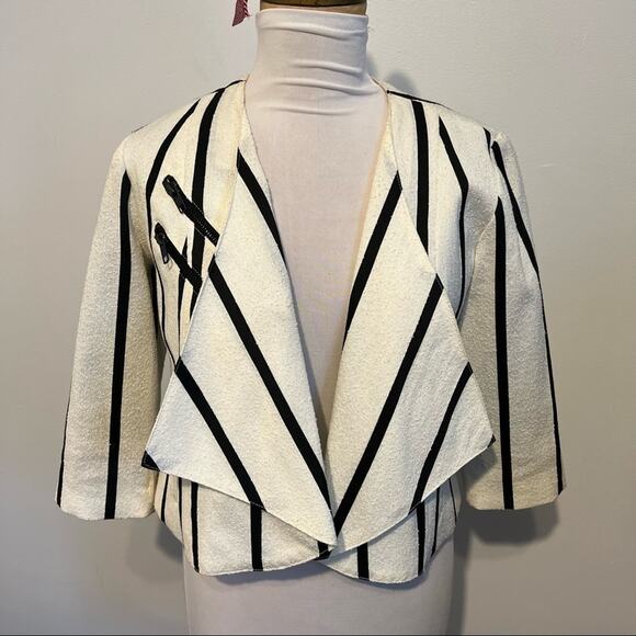 Anthropologie Striped Blazer Black and White Size S - Picture 1 of 4